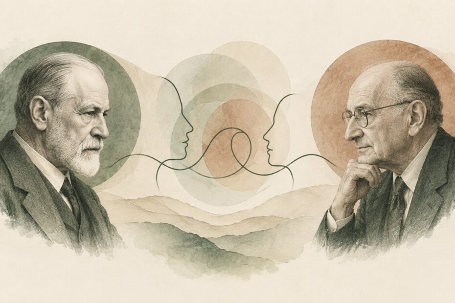Zygmunt Freud i Otto Kernberg – symboliczna ilustracja psychoterapii psychodynamicznej